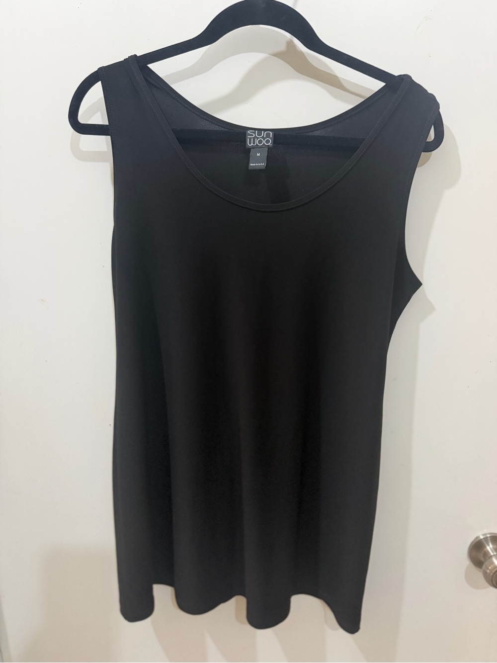 Clara Sun Woo Medium Black Sleeveless Stretch Tank Top Made in USA